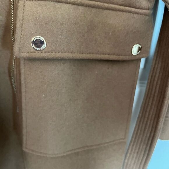 Michael Kors Asymmetric Zip Wool Blend Belted Coat in Dark Camel Size Small NWT - Picture 5 of 9